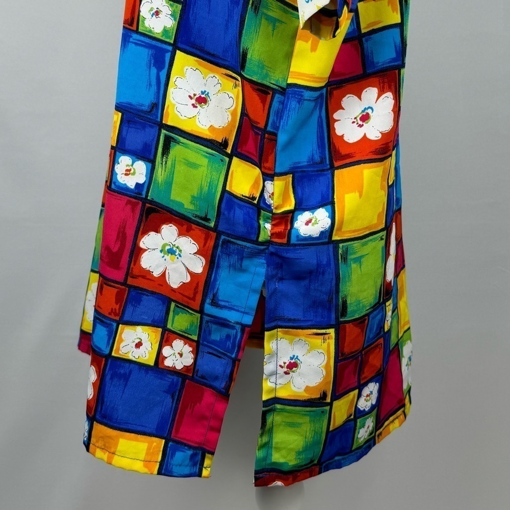 Vintage Jordan Short Sleeve Blouse Button Up Colorful Floral Print Medium Artsy - Picture 6 of 10